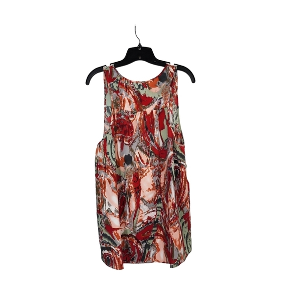 Current Affair Women's Red Orange Print Radha Tank Top -L - Picture 3 of 7